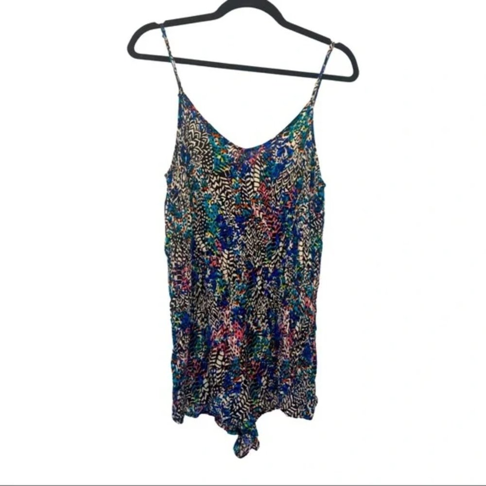 Spaghetti Strap Colorful Patterned Summer Romper - image 1